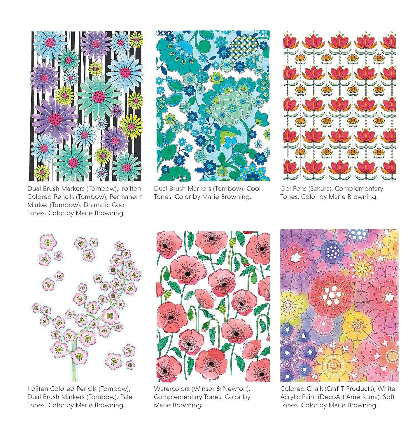 Modern Flowers Coloring Book