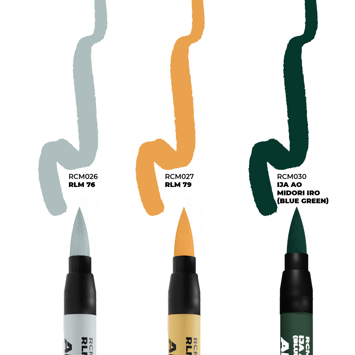 AK Interactive Real Colors Markers WWII Axis Aircraft Squiggle Camouflage Colors