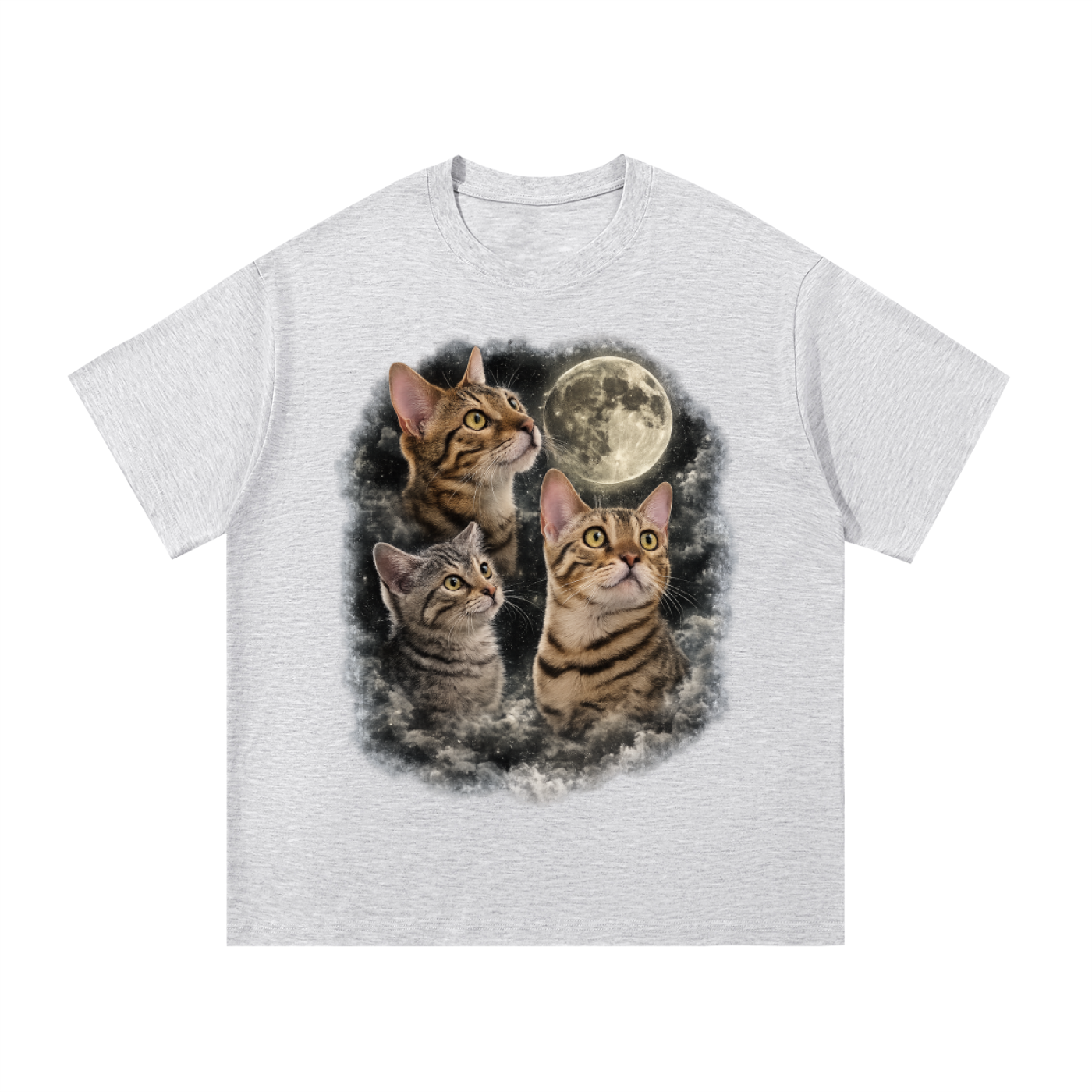 3 Cat Moon Essential Cotton T-Shirt