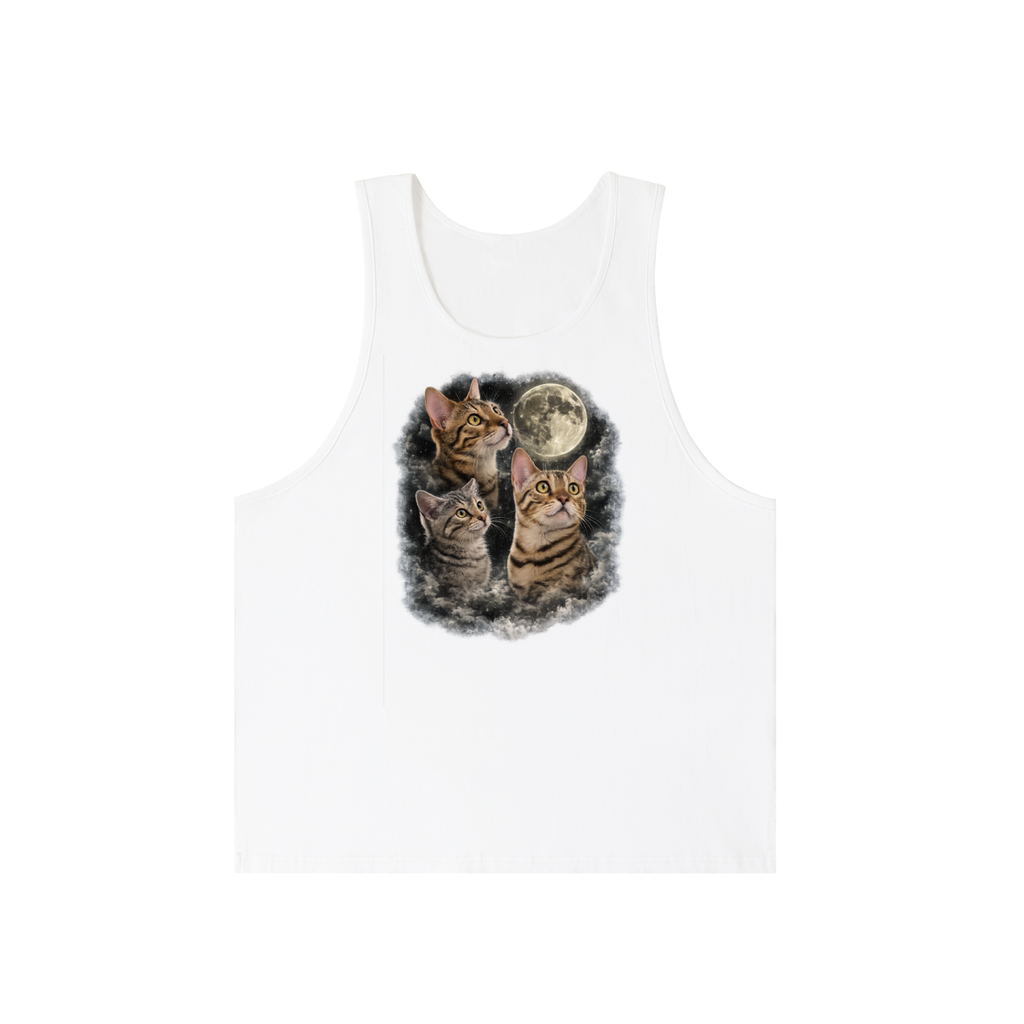 3 Cat Moon Unisex Loose Tank Top