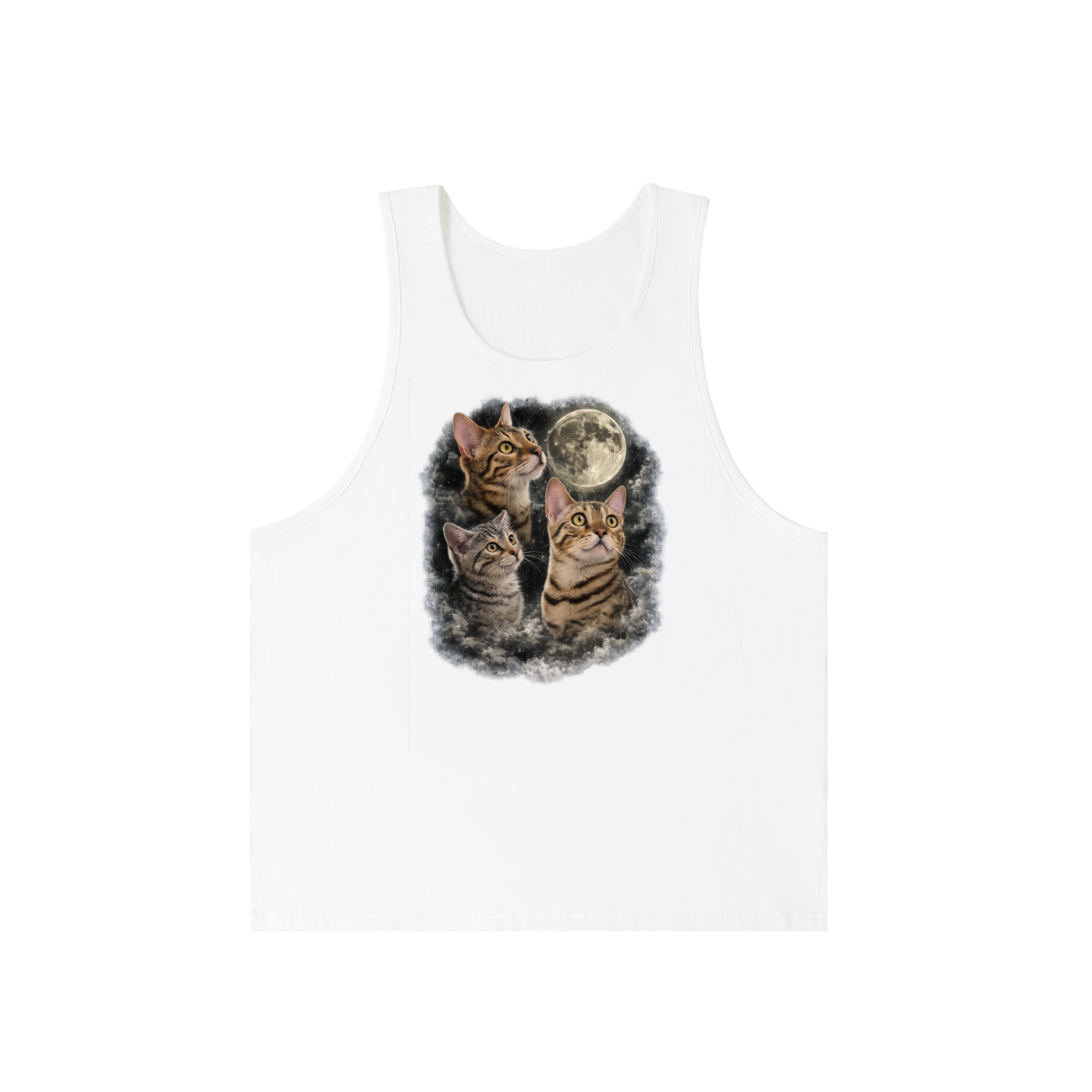 3 Cat Moon Unisex Loose Tank Top