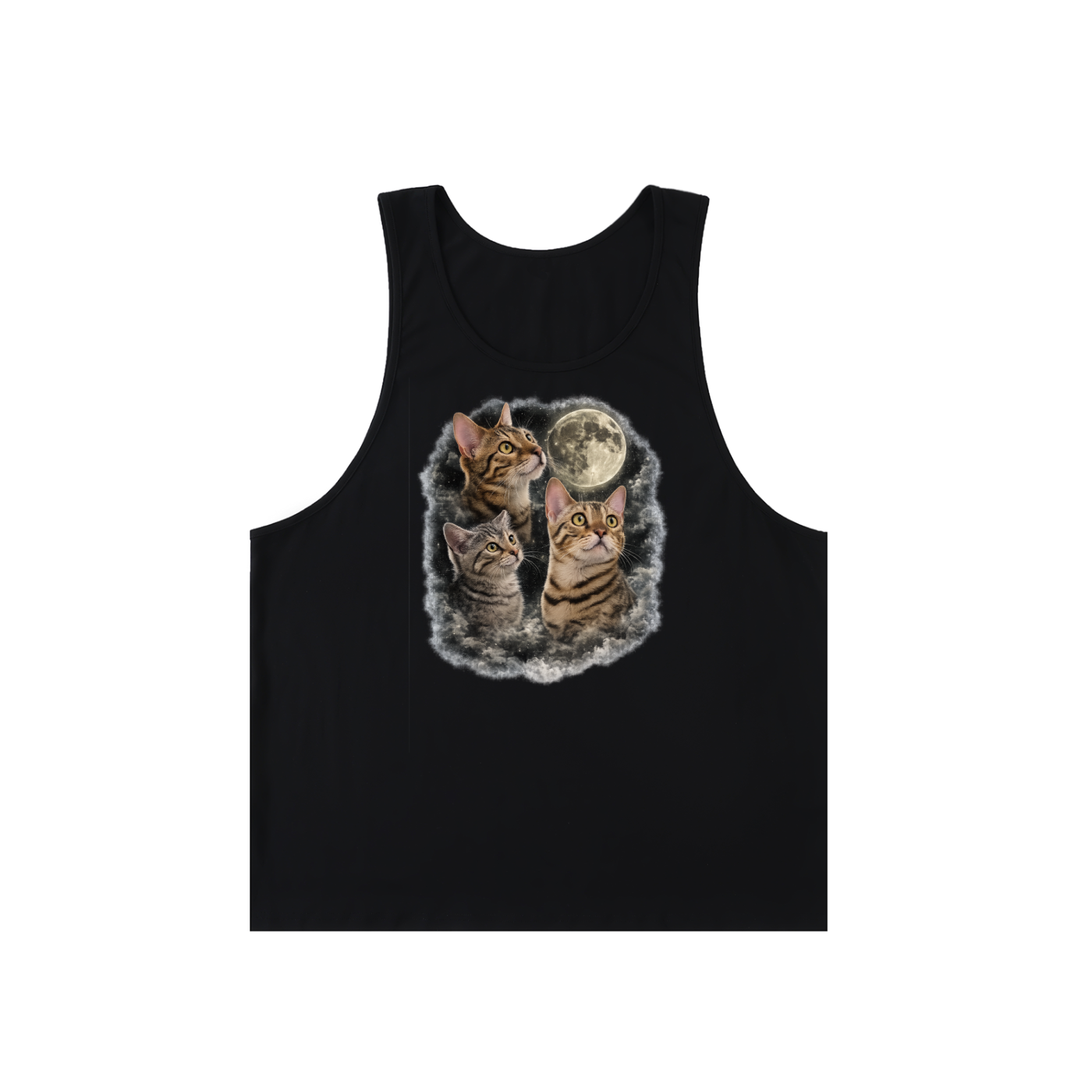 3 Cat Moon Unisex Loose Tank Top