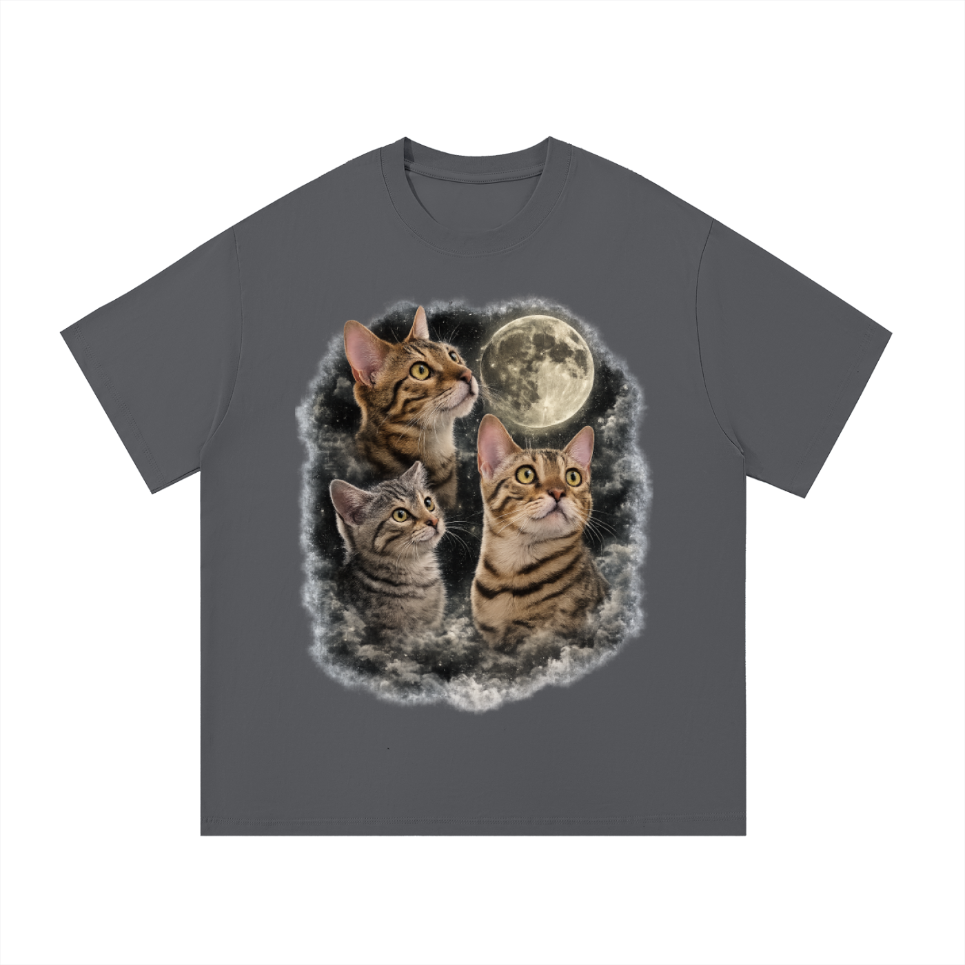3 Cat Moon Essential Cotton T-Shirt