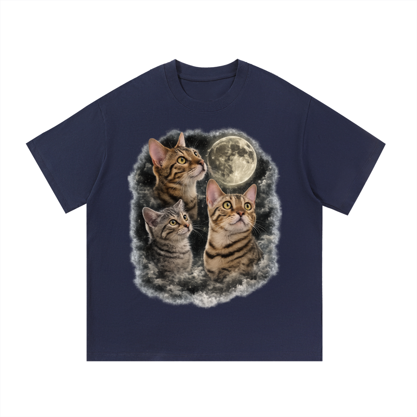 3 Cat Moon Essential Cotton T-Shirt