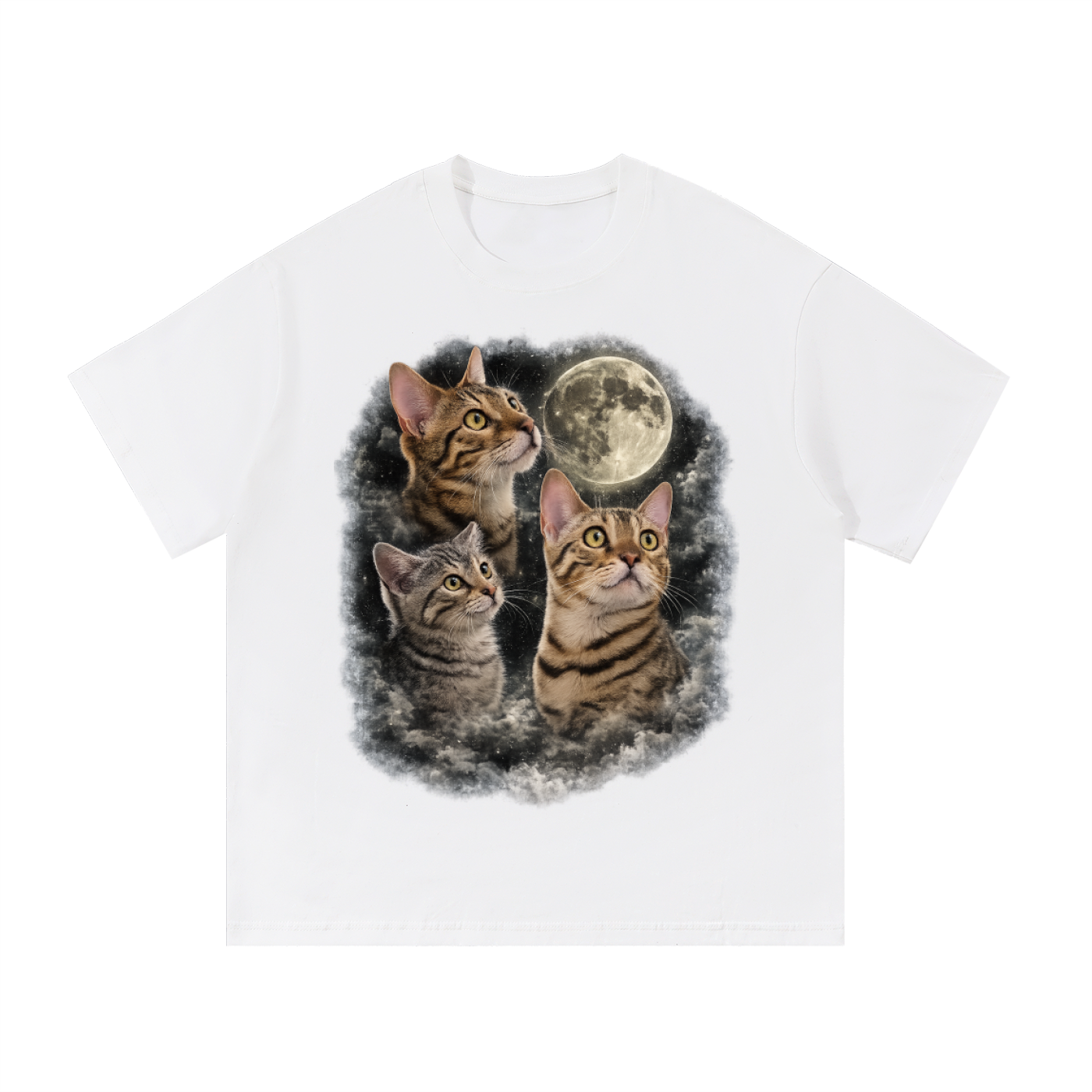3 Cat Moon Essential Cotton T-Shirt