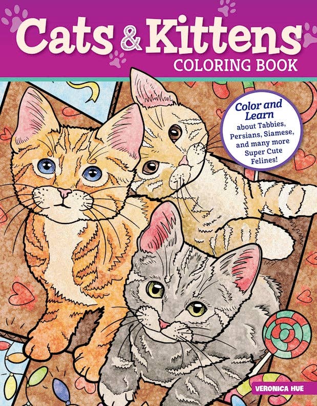 Cats & Kittens Coloring Book - Color and Learn about Cats